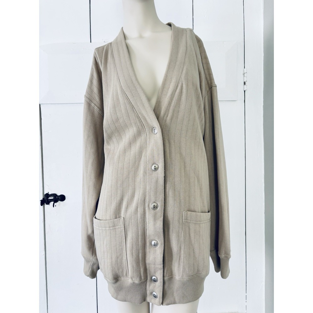 Vintage Jennifer Moore Activewear Soft Lightweight Tan Cardigan Sweater XL